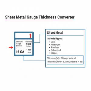 Sheet Metal Gauge Thickness Converter Technical Diagram