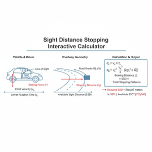 Sight Distance Stopping Interactive Calculator Technical Diagram