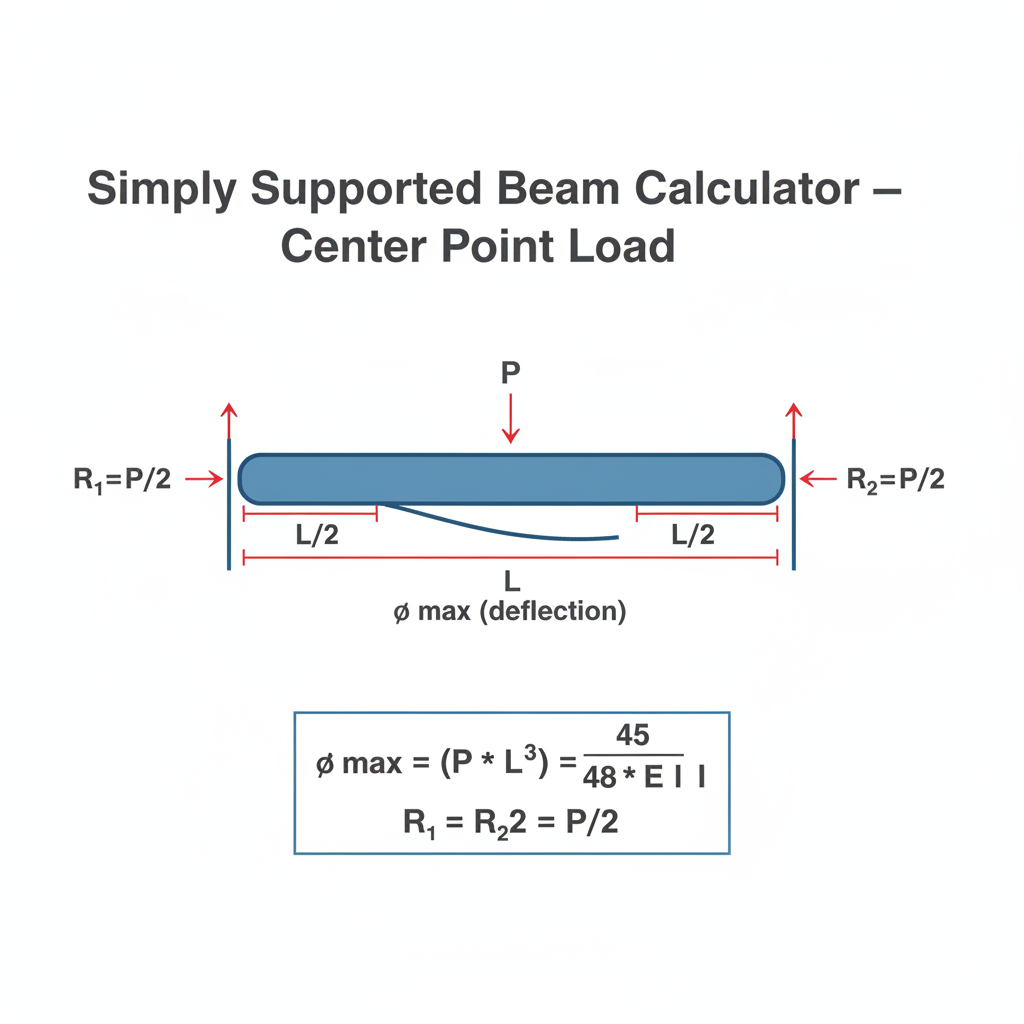 Center Point Loading Test Free Simply Supported Beam Calculator — Center Point Load | FIRGELLI E