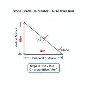 Slope Grade Calculator   Rise Over Run Technical Diagram