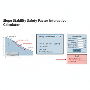 Slope Stability Safety Factor Interactive Calculator Technical Diagram