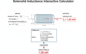 Solenoid Inductance Interactive Calculator Technical Diagram