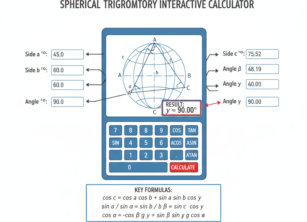 Interactive Trigonometry Spherical Trigonometry Interactive Calculator | FIRGELLI