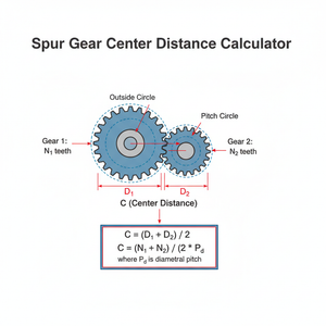 Spur Gear Center Distance Calculator Technical Diagram