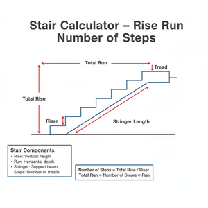 Stair Calculator   Rise Run Number of Steps Technical Diagram