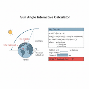 Sun Angle Interactive Calculator Technical Diagram