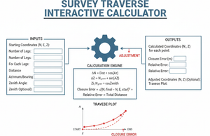 Survey Traverse Interactive Calculator Technical Diagram