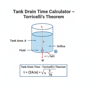 Tank Drain Time Calculator   Torricelli's Theorem Technical Diagram