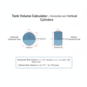 Tank Volume Calculator   Horizontal and Vertical Cylinders Technical Diagram