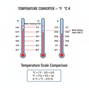 Temperature Converter   °F °C K Technical Diagram