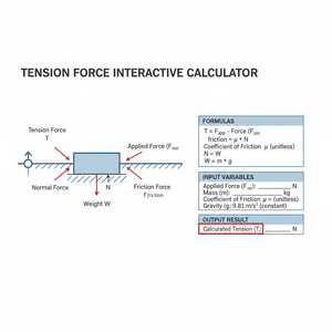 Tension Force Interactive Calculator Technical Diagram
