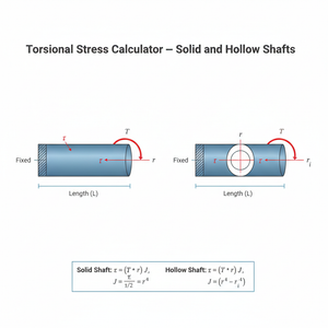 Torsional Stress Calculator   Solid and Hollow Shafts Technical Diagram