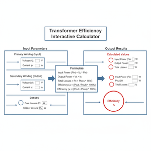 Transformer Efficiency Interactive Calculator Technical Diagram