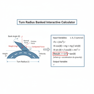 Turn Radius Banked Interactive Calculator Technical Diagram