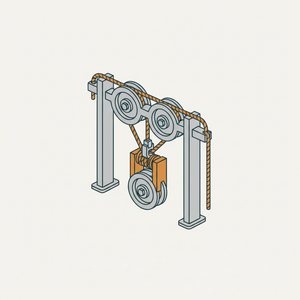Two Fixed and One Movable Pulley Combination diagram