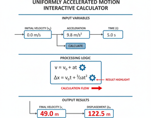 Uniformly Accelerated Motion Interactive Calculator Technical Diagram