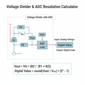 Voltage Divider & ADC Resolution Calculator Technical Diagram