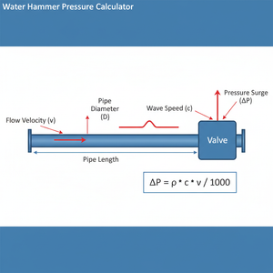 Water Hammer Pressure Calculator Technical Diagram