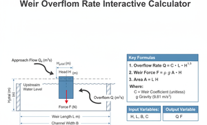 Weir Overflow Rate Interactive Calculator Technical Diagram