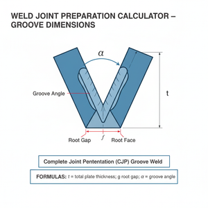 Weld Joint Preparation Calculator   Groove Dimensions Technical Diagram