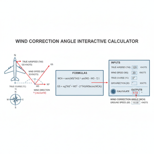 Wind Correction Angle Interactive Calculator Technical Diagram