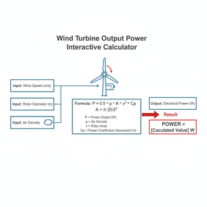 Wind Turbine Output Power Interactive Calculator Technical Diagram