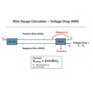 Wire Gauge Calculator   Voltage Drop AWG Technical Diagram