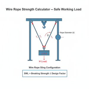 Wire Rope Strength Calculator   Safe Working Load Technical Diagram