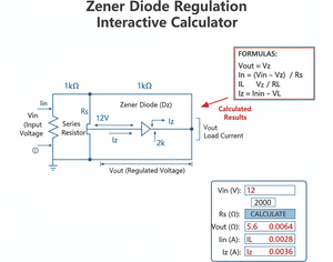Zener Diode Regulation Interactive Calculator Technical Diagram