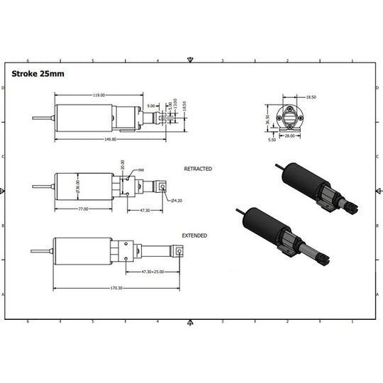 Mini actuadores lineales de pista - Actuadores lineales de 12V DC