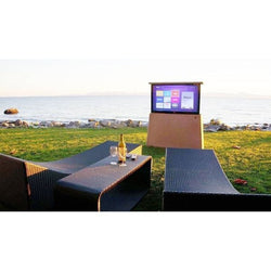 Gabinete de TV ao ar livre - com mecanismo de elevação de TV de controle remoto embutido