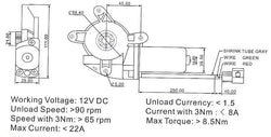 Worm Gear Motor, Rotary Actuator dimensions